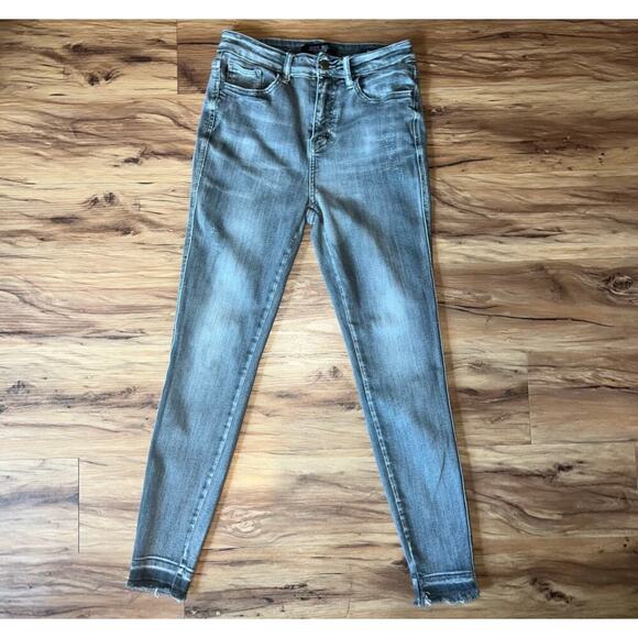 Judy Blue Denim Skinny Fit Gray High Rise Jeans Size 7 Distressed Ankle - Picture 4 of 13